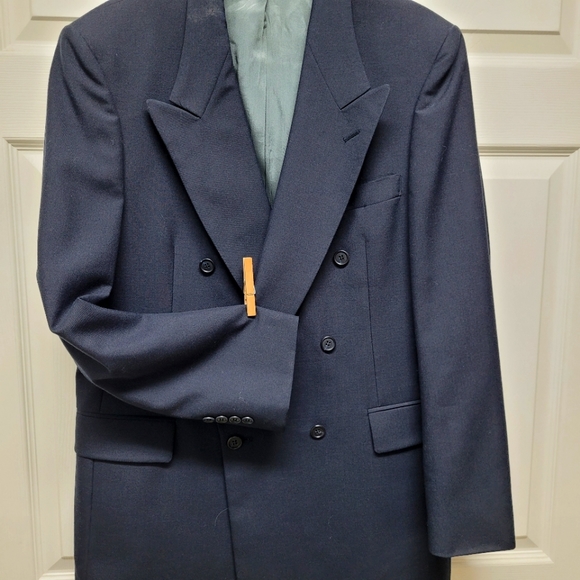 🔥 VINTAGE Johnny Carson Navy Double Breasted Sports Coat 💙💙💙 - Picture 5 of 8